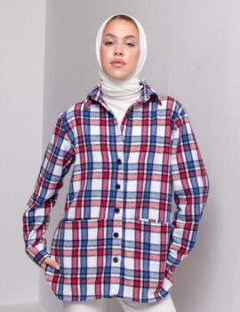 Blue checked wool shirt